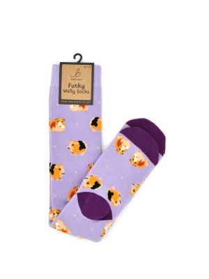 Bartleby Ladies Funky Welly Socks Guinea Pig