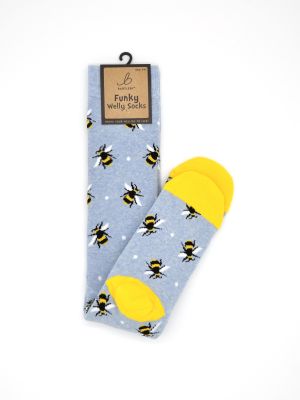 Bartleby Ladies Funky Welly Socks Bumble Bees One Size