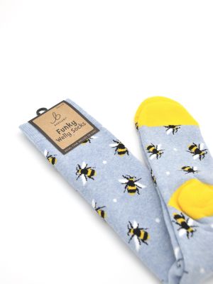 Bartleby Ladies Funky Welly Socks Bumble Bees One Size