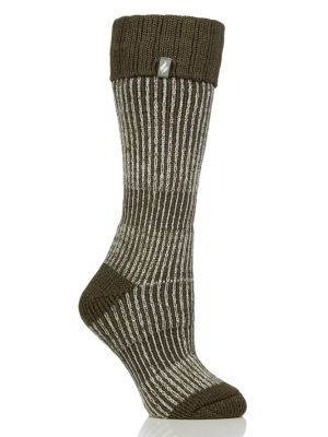 Heat Holders Women's 2.3 TOG Welly Socks Olive Knit Cuff
