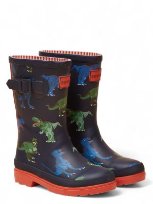 Joules Junior Dinosaur Print Welly Navy/Red