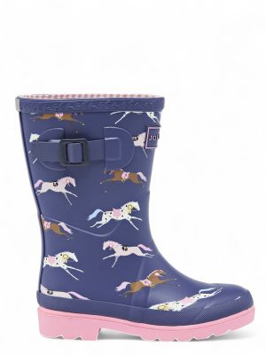 Joules Junior Horse Print Welly Navy/Pink