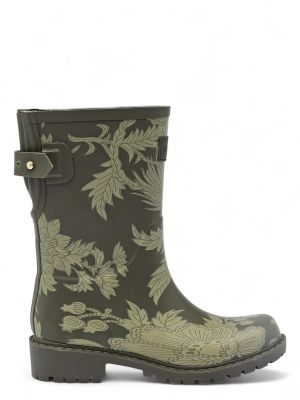 Joules Wistow Adjustable Mid Welly Khaki Leaf Print