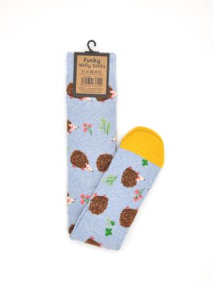 Bartleby Ladies Funky Welly Socks Woodland Hedgehogs One Size