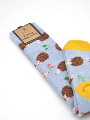 Bartleby Ladies Funky Welly Socks Woodland Hedgehogs One Size